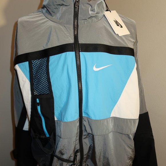 2019 NIKE LAB NRG ISPA NYLON REFLECTIVE JACKET GREY WHITE BLACK POWDER BLUE XXL